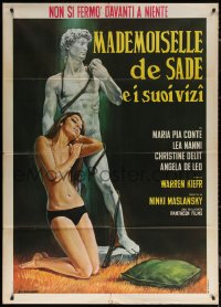 7c0204 JULIETTE DE SADE Italian 1p 1971 sexy Tarantelli art of near-naked woman by statue of David!