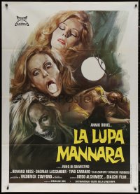 7c0224 LEGEND OF THE WOLF WOMAN Italian 1p 1977 La lupa mannara, sexy wild artwork of Wolf Woman!