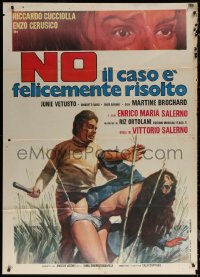 7c0274 NO, THE CASE IS HAPPILY RESOLVED Italian 1p 1973 wild art of half-naked woman attacked!