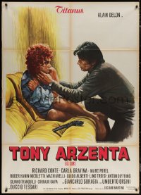 7c0273 NO WAY OUT Italian 1p 1977 art of Alain Delon as Tony Arzenta w/wounded Carla Gravina, rare!