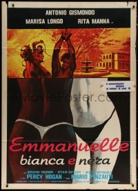 7c0295 PASSION PLANTATION Italian 1p 1976 Black & White Emanuelle, art of slave whipped + sexy art!