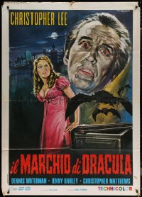 7c0343 SCARS OF DRACULA Italian 1p 1971 Tarantelli art of vampire Christopher Lee, Hammer horror!