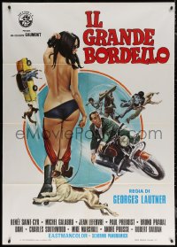7c0362 SOME TOO QUIET GENTLEMEN Italian 1p 1973 great art of dog tearing clothes off sexy woman!