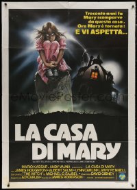 7c0380 SUPERSTITION Italian 1p 1982 different art of ghoulish girl sitting on tombstone!