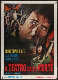 7c0391 THEATRE OF DEATH Italian 1p 1970 Christopher Lee, different montage art, ultra rare!