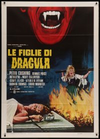 7c0406 TWINS OF EVIL Italian 1p 1972 different Enzo Nistri art of tortured girls & vampire fangs!