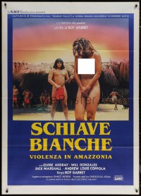 7c0426 WHITE SLAVE Italian 1p 1985 art of sexy naked Elvire Audray held captive by natives!