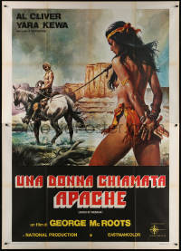 7c0446 APACHE WOMAN Italian 2p 1978 sexy artwork of nearly-naked Native American woman tied up!