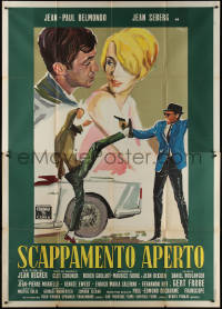 7c0455 BACKFIRE Italian 2p 1964 great Ercole Brini art of Jean Seberg & Jean-Paul Belmondo!