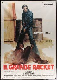 7c0466 BIG RACKET Italian 2p 1976 cool artwork of Fabio Testi shooting guy on ground!