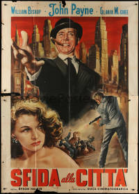 7c0476 BOSS Italian 2p 1958 different art of gangster John Payne & sexy Gloria McGhee, rare!