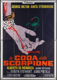 7c0487 CASE OF THE SCORPION'S TAIL Italian 2p 1971 cool art of bloody hand & scorpion w/bloody tail!