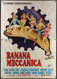 7c0491 CLOCKWORK BANANA Italian 2p 1972 sex spoof, Marty art of sexy girls on giant banana, rare!