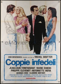 7c0520 ESCAPADE Italian 2p 1975 art of Jean-Louis Trintignant between unfaithful couples!