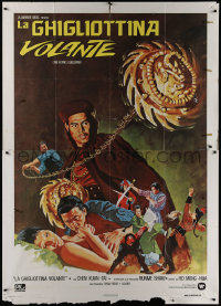 7c0532 FLYING GUILLOTINE Italian 2p 1976 Shaw Brothers, cool art of the most deady weapon!