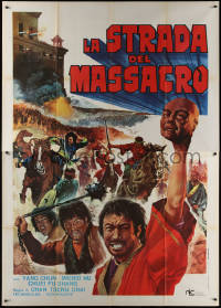 7c0539 FROM THE HIGHWAY Italian 2p 1974 wild art of army storming castle + leader with severed head!