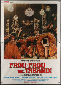 7c0540 FROU-FROU DEL TABARIN Italian 2p 1976 Martine Brochard with censored French showgirls, rare!