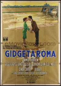 7c0542 GIDGET GOES TO ROME Italian 2p 1963 different Olivetti art of James Darren & Cindy Carol!