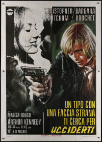 7c0552 HEAVY DUES Italian 2p 1973 art of Christopher Mitchum with gun + sexy Barbara Bouchet!