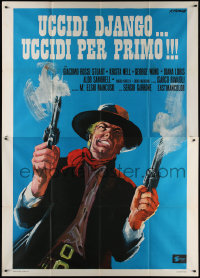 7c0580 KILL DJANGO KILL FIRST Italian 2p 1971 Franco spaghetti western art of cowboy w/smoking guns!