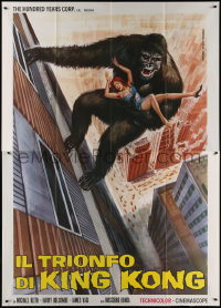 7c0581 KING KONG VS. GODZILLA Italian 2p 1973 different Piovano art of just the ape carrying girl!