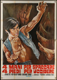 7c0582 KUNG FU BROTHERS Italian 2p 1975 cool kung fu artwork of Fei Lung Chen by Piovano!