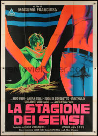 7c0594 LA STAGIONE DEI SENSI Italian 2p 1969 sexy art by Franco, written by Dario Argento, dayglo!