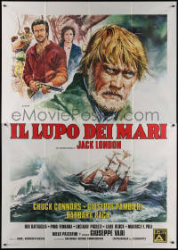 7c0597 LEGEND OF SEA WOLF Italian 2p 1975 Casaro art of Chuck Connors as Jack London's sea captain!