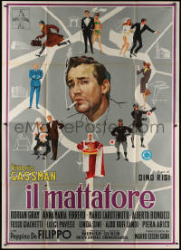 7c0604 LOVE & LARCENY Italian 2p 1960 great Olivetti montage art of Vittorio Gassman & top cast!