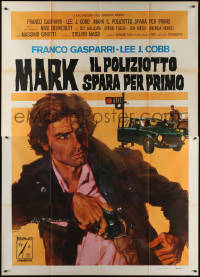 7c0611 MARK IL POLIZIOTTO SPARA PER PRIMO Italian 2p 1975 art of Franco Gasparri with gun, rare!
