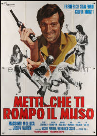 7c0613 METTI CHE TI ROMPO IL MUSO Italian 2p 1973 Deseta art of Frederick Stafford & Silvia Monti!