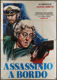 7c0624 MURDER AHOY Italian 2p R1970s Crovato art of Rutherford as Agatha Christie's Miss Marple, rare!