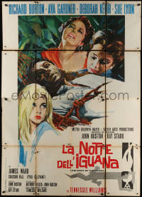 7c0632 NIGHT OF THE IGUANA Italian 2p 1964 Richard Burton, Ava Gardner, Sue Lyon, Kerr, Brini art!
