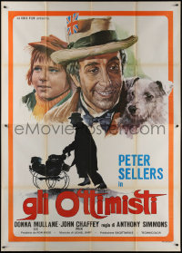 7c0637 OPTIMISTS Italian 2p 1973 different art of Peter Sellers, John Chaffey & cute dog, rare!