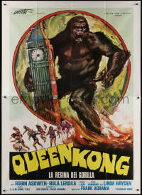 7c0658 QUEEN KONG Italian 2p 1977 fantastic art of giant ape terrorizing Big Ben in London!