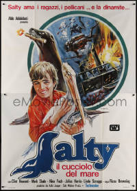 7c0671 SALTY Italian 2p 1976 Sciotti art of young Clint Howard w/seal & pelican, Ricou Browning!