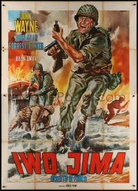 7c0673 SANDS OF IWO JIMA Italian 2p R1960s great Franco art of World War II Marine John Wayne!