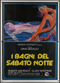 7c0675 SATURDAY NIGHT AT THE BATHS Italian 2p 1977 bi-sexual love triangle, great art, very rare!