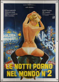 7c0685 SEXY NIGHT REPORT N. 2 Italian 2p 1978 best art of nearly naked woman over Las Vegas, rare!