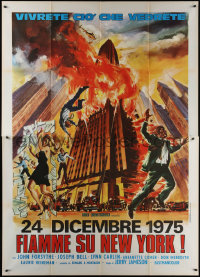 7c0709 TERROR ON THE 40TH FLOOR Italian 2p 1975 wild art of people fleeing burning building!