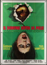 7c0711 THEY CAME FROM WITHIN Italian 2p 1976 Cronenberg, art of terrified Barbara Steele & monster!
