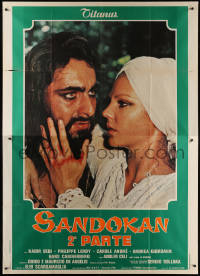 7c0715 TIGER'S RETURN Italian 2p 1970s close up of Kabir Bedi as Sandokan & Carole Andre, rare!