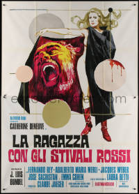 7c0732 WOMAN WITH RED BOOTS Italian 2p 1974 Juan Luis Bunuel, art of naked caped Catherine Deneuve!