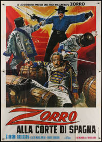7c0736 ZORRO IN THE COURT OF SPAIN Italian 2p R1970s Casaro art of masked hero fighting soldiers!