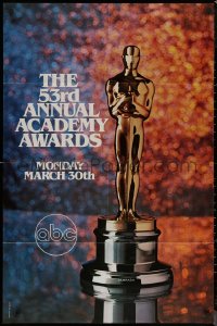 7d0550 53RD ANNUAL ACADEMY AWARDS 1sh 1981 cool image of Oscar statue and sparkling background!