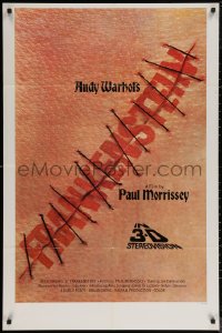 7d0572 ANDY WARHOL'S FRANKENSTEIN 3D int'l 1sh 1974 Paul Morrissey, great image of title in stitches!