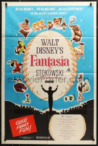 7d0275 FANTASIA Aust 1sh R1970s images of Mickey Mouse & others, Disney musical cartoon classic!
