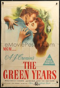 7d0278 GREEN YEARS Aust 1sh 1946 art of Tom Drake & Beverly Tyler, from A.J. Cronin novel!
