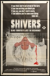 7d0301 THEY CAME FROM WITHIN Aust 1sh 1976 David Cronenberg, art of terrified girl in bath, Shivers!