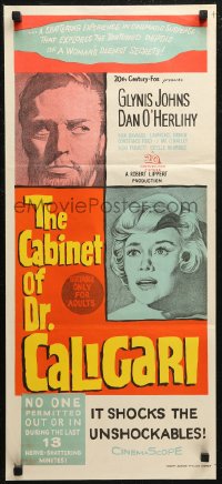 7d0331 CABINET OF CALIGARI Aust daybill 1962 written by Robert Bloch, it shocks the unshockables!